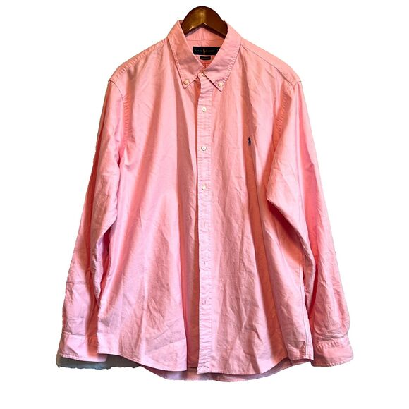 Polo Ralph Lauren Shirt Men’s XL Pink Chambray Classic Fit Pony Oxford - Picture 1 of 12